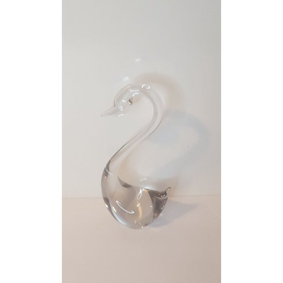 Vintage Art Glass Swan Clear Crystal Bird Figurine Figure Sculpture 8" - Picture 6 of 10